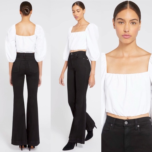 NWT Alice + Olivia Alta Square-Neck Peasant Top - Picture 1 of 7